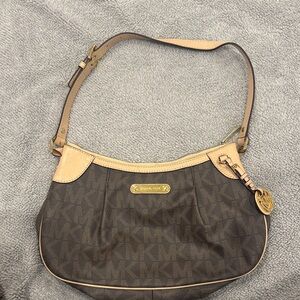 Michael Kors Dark Brown and Beige Shoulder Bag